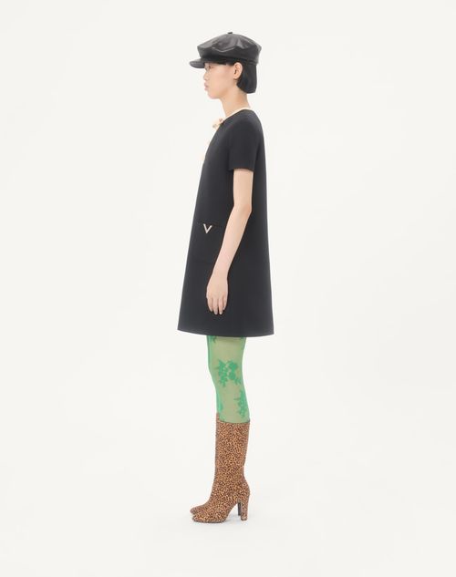 Valentino - Crepe Couture Short Dress - Black/birch - Woman - Ready To Wear