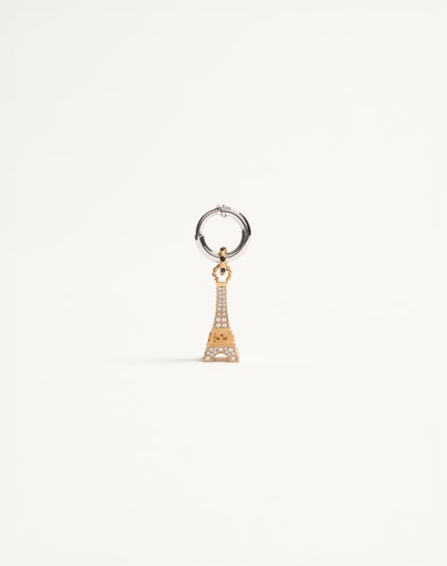 Valentino Garavani - Chez Valentino Single Earring In Metal And Swarovski® Rhinestones - Palladium/antique Brass - Man - Jewelry