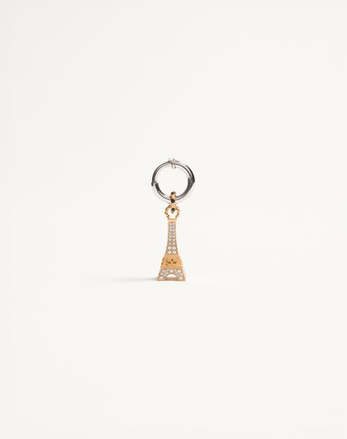 Valentino Garavani - Valentino Garavani Chez Valentino Single Earring In Metal And Swarovski® Rhinestones - Palladium/antique Brass - Man - Jewellery