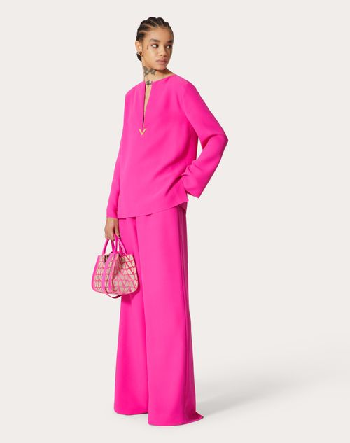 Valentino - Cady Couture Trousers - Pink Pp - Woman - Trousers And Shorts