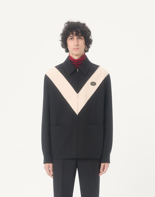 Valentino - Valentino Nylon Gabardine Jacket With Inlaid V And Vlogo Patch - Black - Man - Outerwear