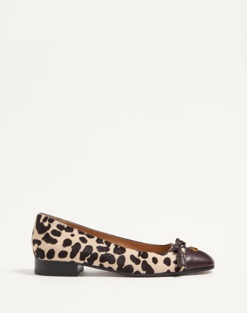 Valentino Garavani - Valet Du Roi Ballerina In Pony-effect Calfskin 25mm - Natural/brown - Woman - Shoes