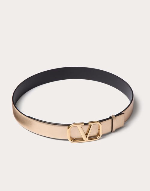 Vlogo Signature Reversible Belt In Metallic And Shiny Vlogo Signature Reversible Belt In Metallic And Shiny