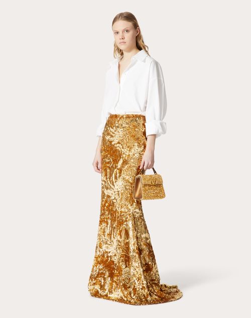 Valentino Garavani - Mini Vsling Handbag With 3d Embroidery - Bronzed Gold - Woman - Valentino Garavani Vsling