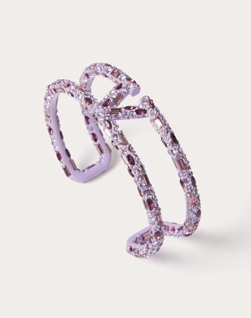 Valentino Garavani - Vlogo Signature Rhinestone Cuff In Metal, Enamel And Matching Crystals - Gold/purple/multicolor - Woman - Woman Bags & Accessories Sale