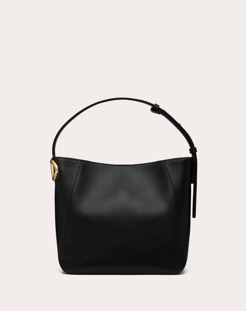 Valentino Garavani Black Leather Vlogo Bucket Bag