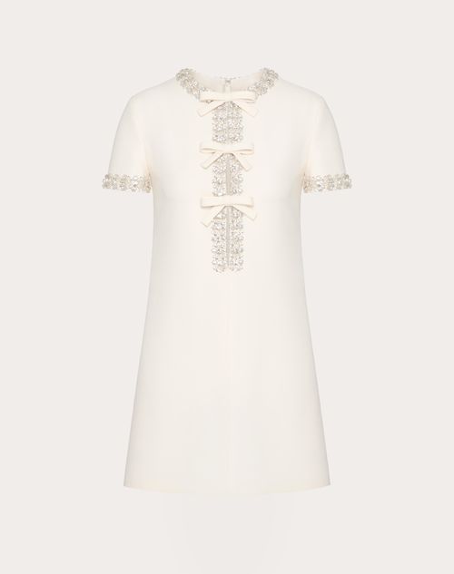 Valentino - Robe Courte Brodée En Crêpe Couture - Ivoire - Femme - Robes