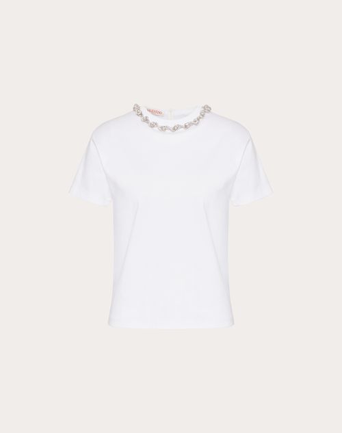 Valentino - Embroidered Cotton Jersey T-shirt - White - Woman - T-shirts And Sweatshirts