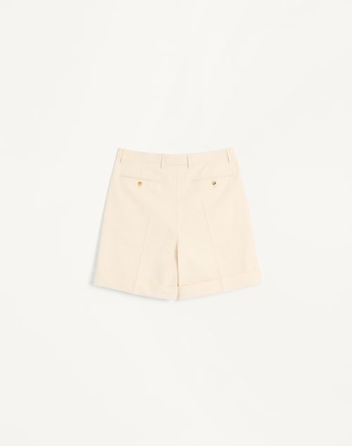 Valentino - Cotton Canvas Cuffed Bermuda Shorts - Shell - Man - New Arrivals