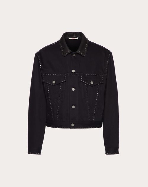 Valentino - Denim Jacket With Rockstud Spike - Black - Man - Shelve - Mrtw W3 Punk Couture