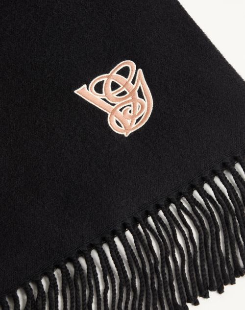 Valentino Garavani - Valentino Garavani Embroidered Wool And Cashmere Scarf - Black - Man - Soft Accessories