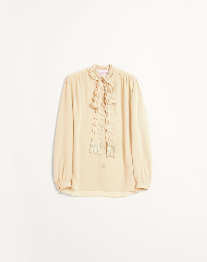 Valentino Handbags Camicia In Crepe De Chine per Donna in Beige | Valentino IT