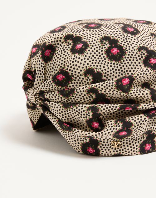 Valentino Garavani - Silk Turban With Micro Cashmere Plus De Pois Print - Butter/black - Woman - Hats And Gloves