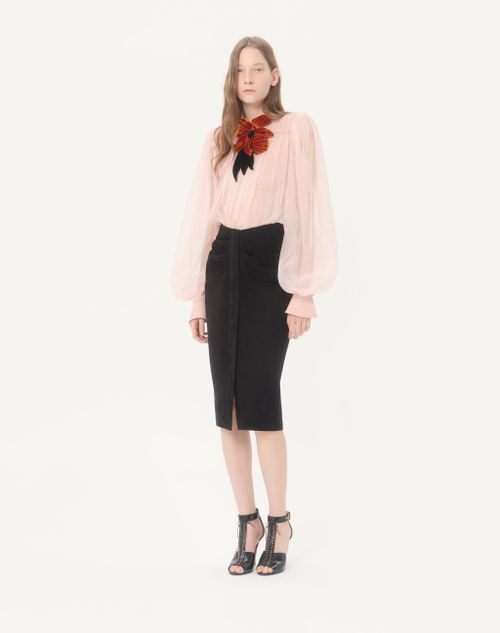 Valentino - Embroidered Organza Top - Pink - Woman - Shirts & Tops