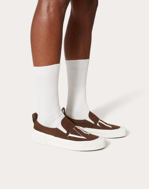 Vltn Fabric Slip-on Sneaker for Man in Black/white | Valentino US