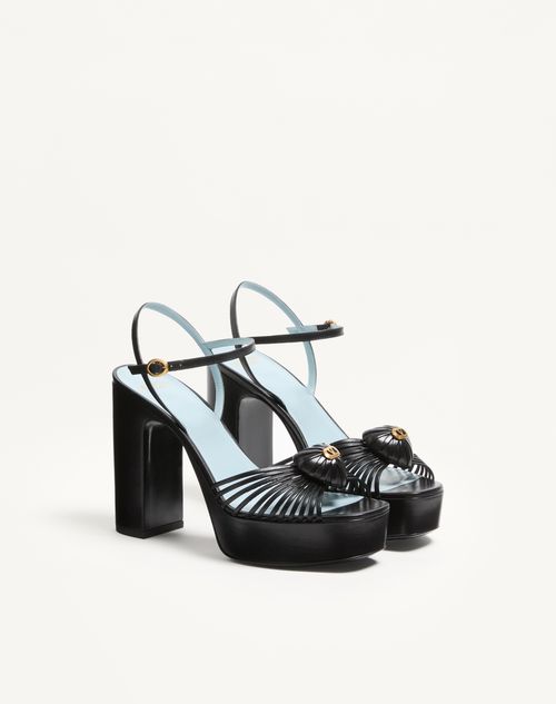 Valentino Garavani - Coeur Royal Platform Sandal In Kidskin 115mm - Black - Woman - Sandals