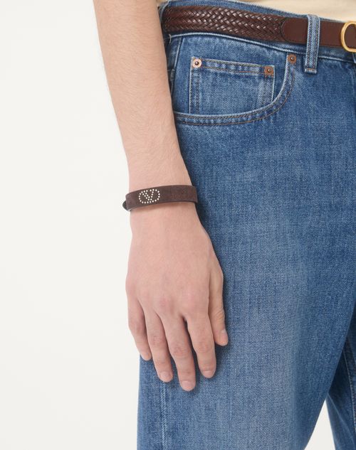 Valentino Garavani - Vlogo Signature Bracelet In Suede And Metal - Brown - Man - Jewelry