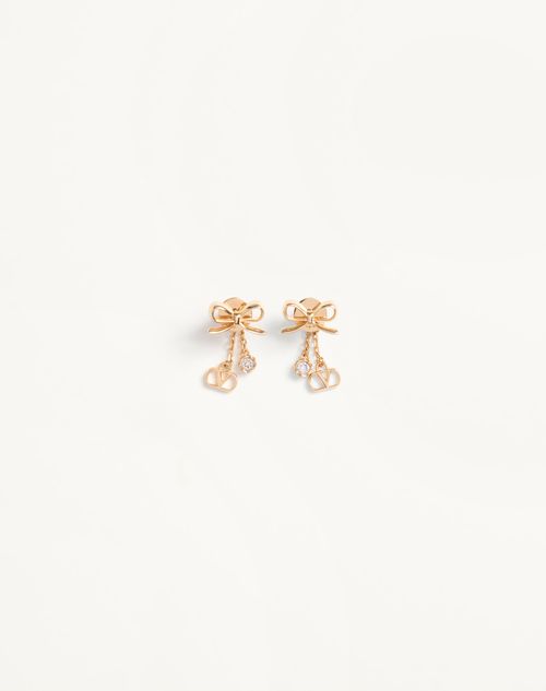 Valentino Garavani - Valentino Vlogo Floc Earrings In Metal And Swarovski® Crystals - Gold/crystal - Woman - Jewellery