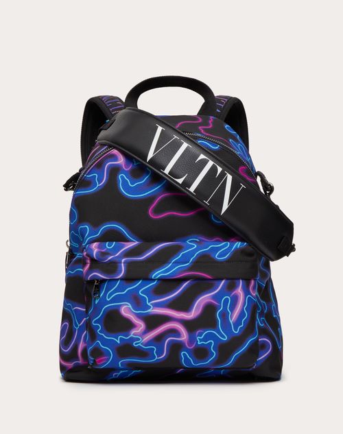 Valentino Garavani - Neon Camou Backpack In Nylon - Black/multicolor - Man - Man Bags & Accessories Sale