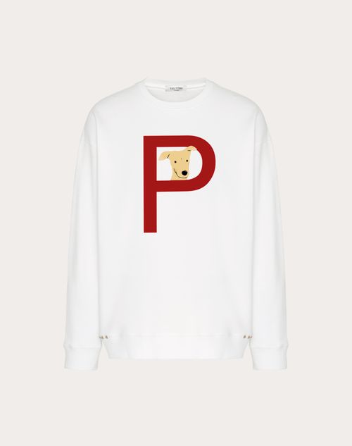 Valentino - Valentino Garavani Rockstud Pet Customisable Unisex Crewneck Sweatshirt - White/valentino Red - Man - Rockstud Pet - Ready To Wear