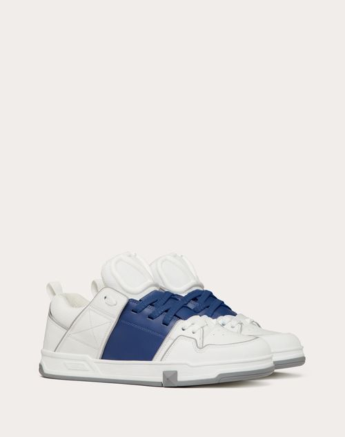 Valentino Garavani - Open Skate Calfskin And Fabric Sneaker - White/blue - Man - Man Shoes Sale