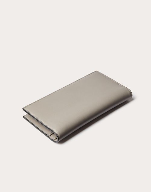 Valentino Garavani - Mini Vlogo Signature Calfskin Wallet - Pearl Gray - Man - Wallets And Small Leather Goods