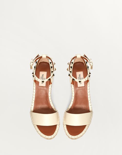 Double Rockstud Grainy Calfskin Wedge Sandal 105 Mm for Double Rockstud Grainy Calfskin Wedge Sandal 105 Mm for