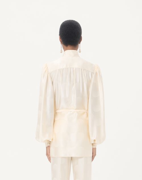 Valentino - Chemise Rayée À Pois Façon Jacquard - Ivoire - Femme - Chemises Et Tops