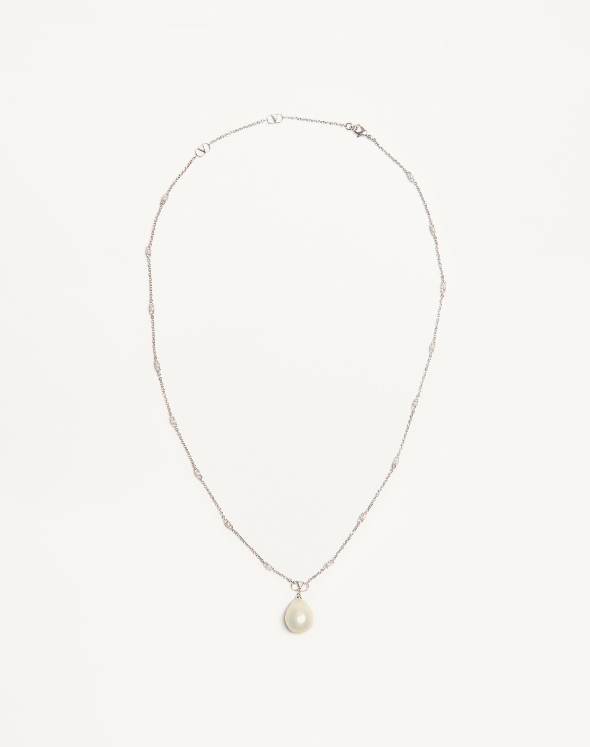 valentino Vロゴシグネチャーメタルxクリスタルネックレス Vロゴ シグネチャー メタル X クリスタル ネックレス for