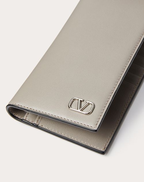 Valentino Garavani - Mini Vlogo Signature Calfskin Wallet - Pearl Gray - Man - Wallets And Small Leather Goods