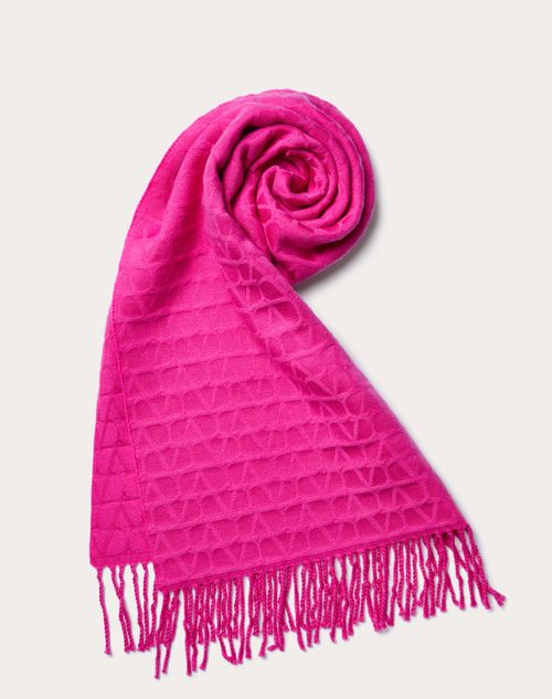 Valentino Garavani - Écharpe En Laine Toile Iconographe - Pink Pp - Femme - Accessoires Textiles
