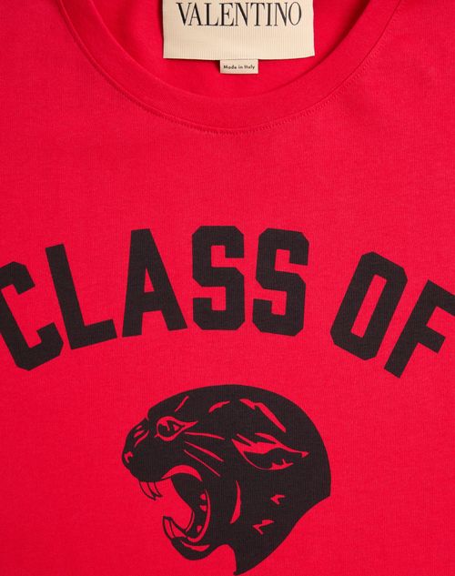 Valentino - Valentino Cotton T-shirt With Panther Print - Red/black - Man - T-shirts And Sweatshirts