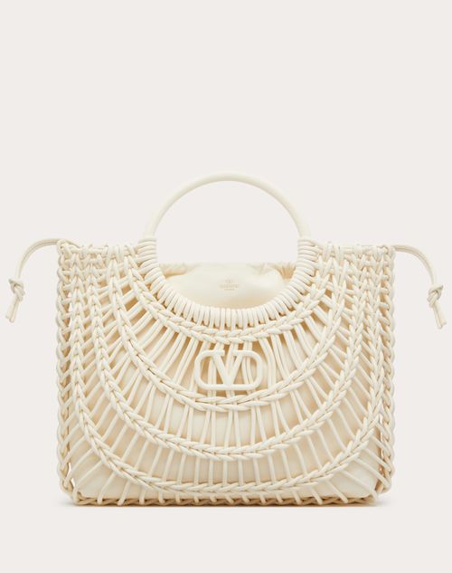 Valentino Garavani - Bolso De Compras Allknots De Cuero Tejido - Marfil - Mujer - Shelf - W Bags - Allknots