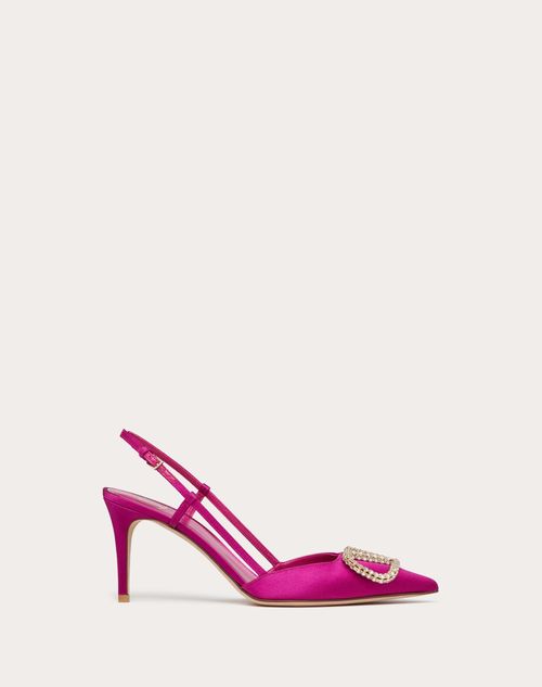 Valentino Garavani - Escarpins À Bride Arrière Vlogo Signature En Satin, Talon : 80 mm - Rose Violet - Femme - Soldes Femme