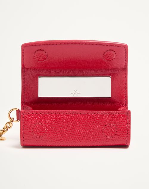 Valentino Garavani - Charm Vlogo Signature Valentino Garavani In In Vitello Granato
 - Rouge Pur - Donna - Portachiavi E Charms Per Borse