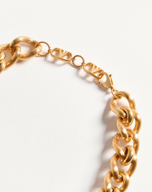 Valentino Garavani - Coeur Royal Necklace In Metal, Enamel And Swarovski® Crystals - Antique Brass - Woman - Jewellery