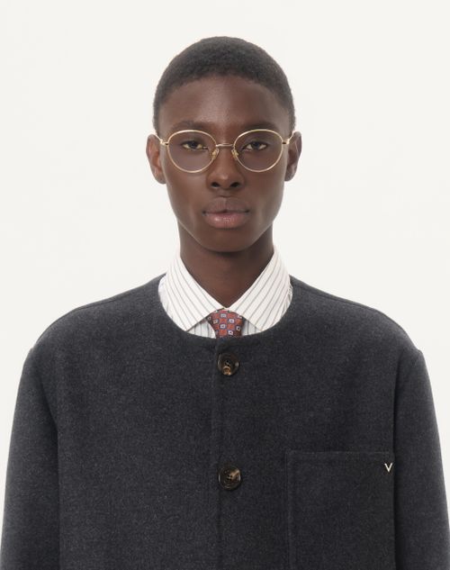 Valentino - Valentino Double Wool Caban With Metallic V Detail - Grey - Man - Outerwear