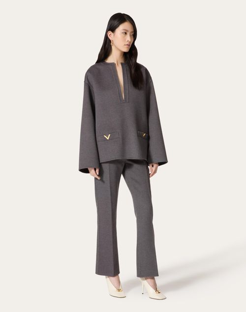 Valentino - Compact Drap Trousers - Dark Grey - Woman - Trousers And Shorts