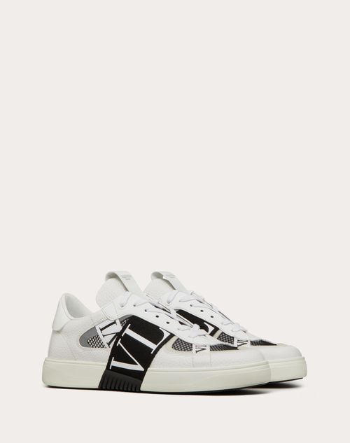 Valentino Garavani - Low-top-sneaker Vl7n Aus Kalbsleder Und Mesh Mit Bändern - Weiss/ Schwarz - Mann - Vl7n - M Shoes