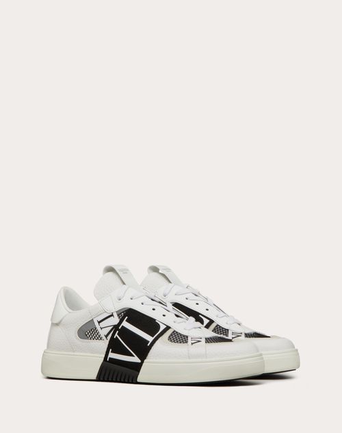 Valentino Garavani - Vl7n Low-top Sneakers In Calfskin And Mesh Fabric With Bands - White/ Black - Man - Shoes