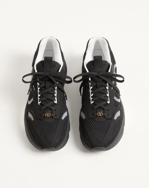 Valentino Garavani - Demivee Sneaker In Mesh Fabric With Suede Inserts - Black/gray - Man - Sneakers