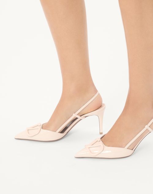 Valentino Garavani - Vlogo Signature Patent Leather Slingback Pump 80mm - Light Ivory - Woman - Woman