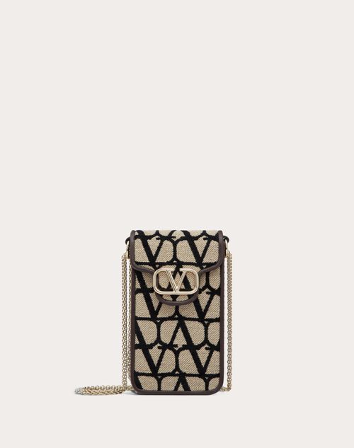 Valentino Garavani - Locò Toile Iconographe Phone Case With Chain - Beige/black - Woman - Gifts For Her