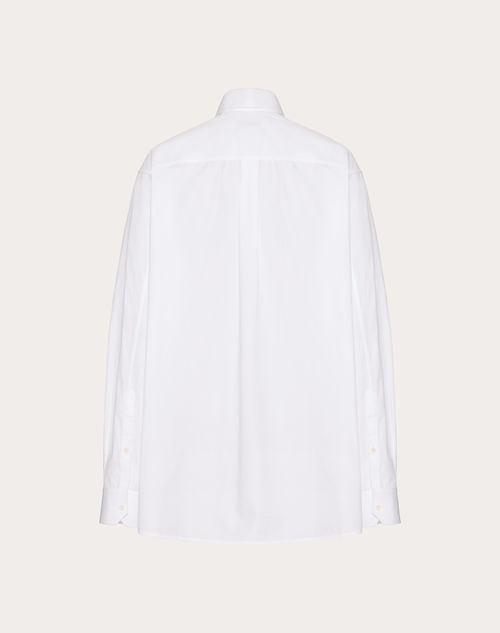 Valentino - Long-sleeved Cotton Poplin Shirt With Embroidered Pleated Flower - White - Man - Man Ready To Wear Sale