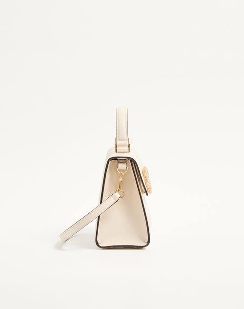 Valentino Garavani - Valentino Garavani Vsling Small Handbag In Grainy Calfskin With Jewel Logo - Ivory - Woman - Top Handle Bags