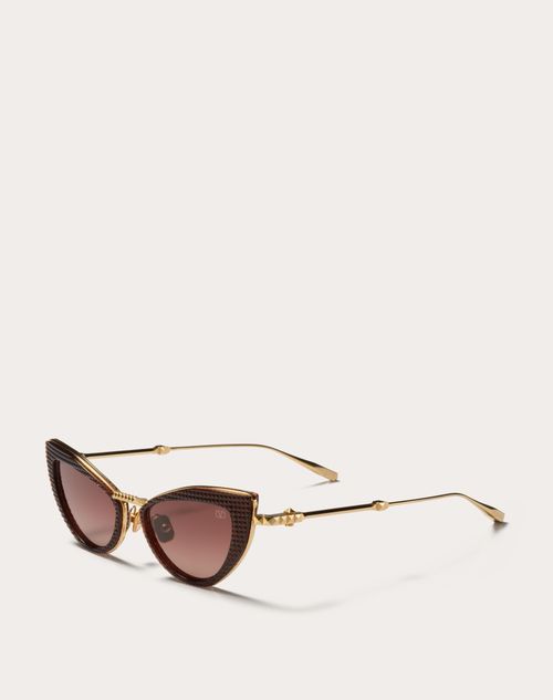 Valentino - Viii - Lunettes Œil-de-chat En Titane Et Polyamide Avec Clous - Bordeaux/​rose Dégradé - Femme - Lunettes De Soleil