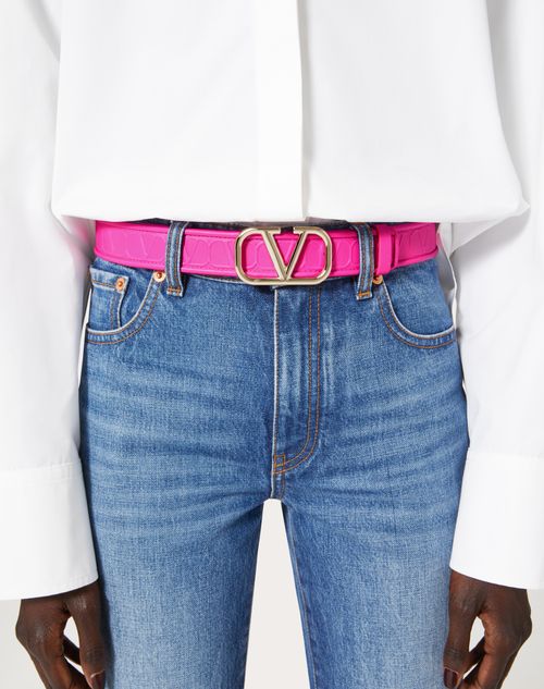 Valentino Garavani - Valentino Garavani Leather Toile Iconographe Calfskin Belt 30 Mm - Pink Pp - Woman - Woman View All
