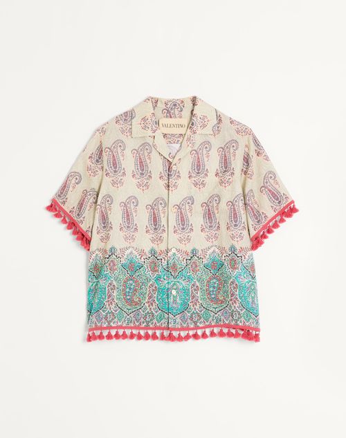 Valentino - ヴォヤージュイマジネールプリント ライトウェイトリネン ボウリングシャツ - マルチカラー - メンズ - シャツ