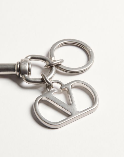 Valentino Garavani - Valentino Garavani Vlogo Signature Metal Bag Charm With Key Ring - Palladium - Man - Other Accessories