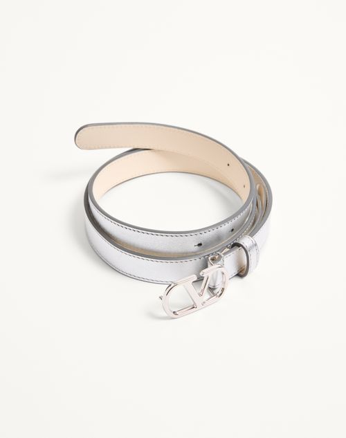 Valentino Garavani - Ceinture Vlogo Signature En Cuir De Veau Lamé, Hauteur&nbsp;: 20&nbsp;mm - Argent - Femme - Ceintures